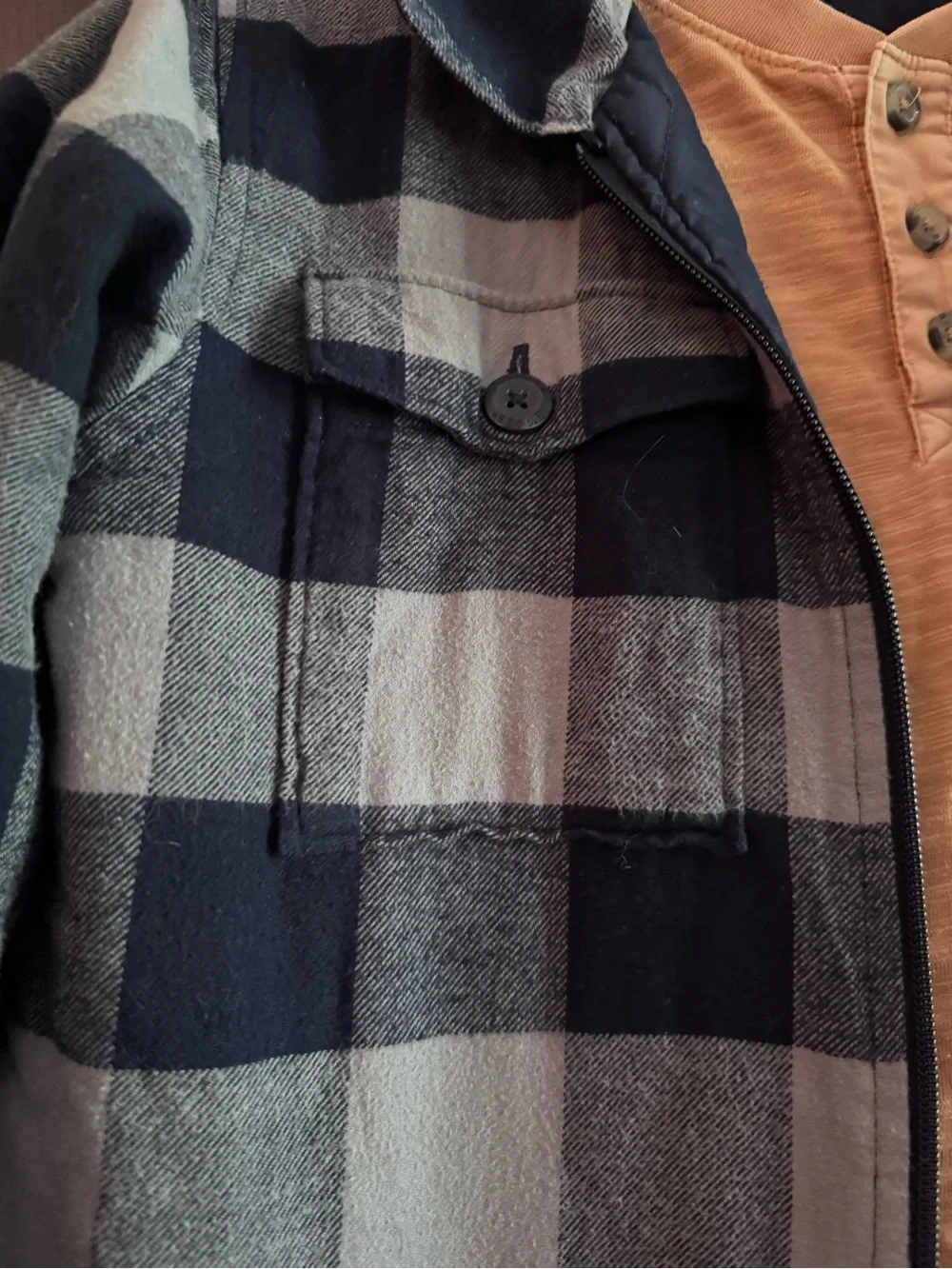 Men's Navy & Light Gray Buffalo Plaid Zip Jacket